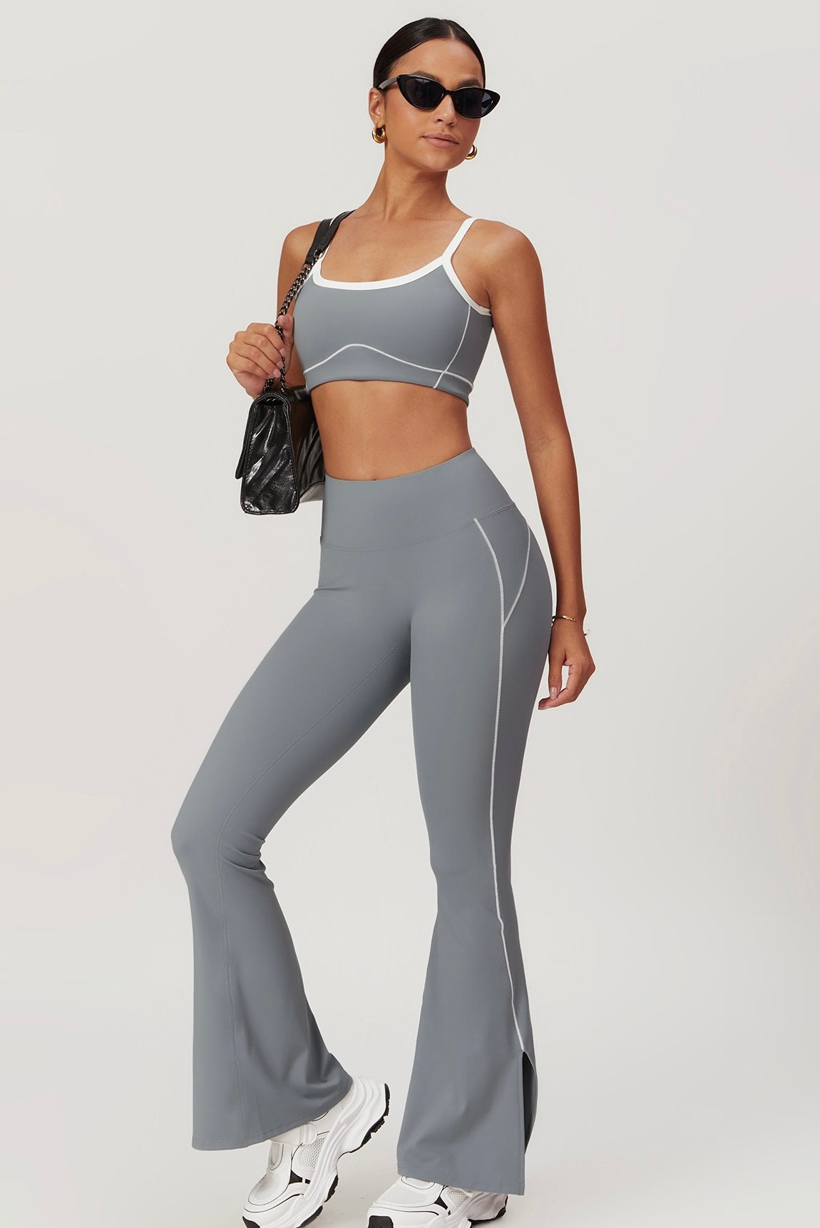 Contrast Sports Bra & Flare Legging Two Piece Set