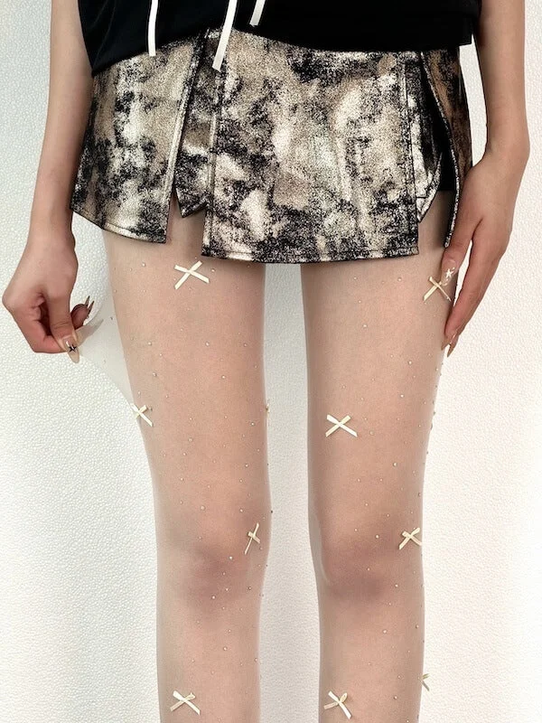 Lolita Bow Rhinestone Shimmer Tights