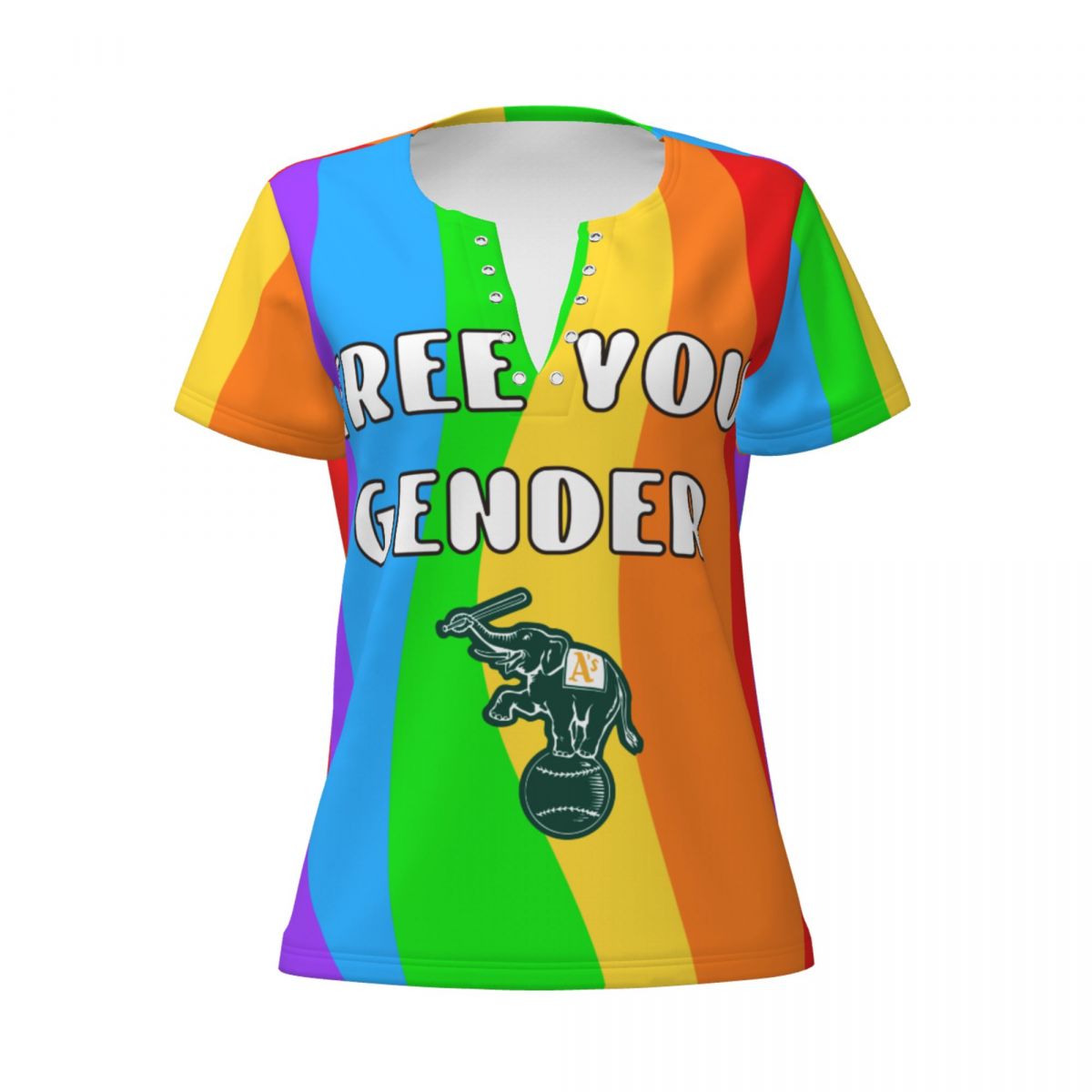 Oakland Athletics Pride Women's Deep V Neck Tee Shirts
