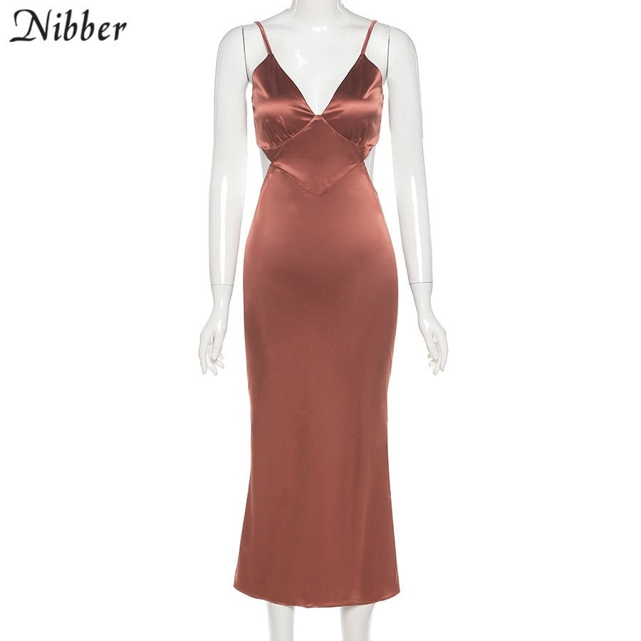 Nibber Ladies Suspenders Elegant Sexy V-necksexy Back Waist Long Dress That Party Clubslim Mermaid Comfortable Long Dress
