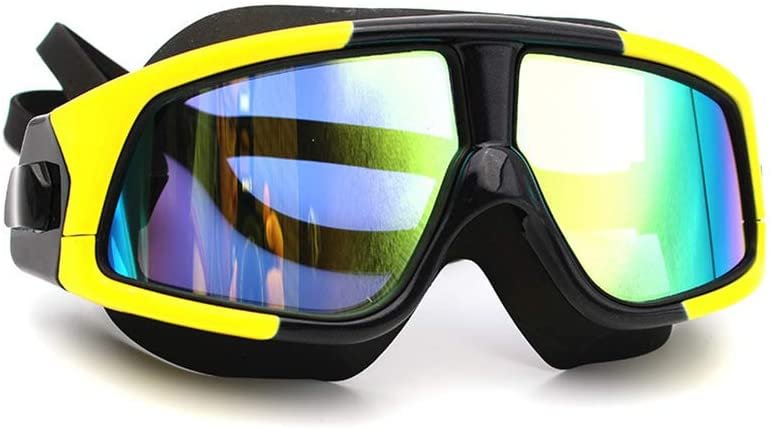 Big Large Frame Swim Goggles, Swimming Goggles Anti Fog No Leaking with UV Protection and Clear Lens Wide-Vision