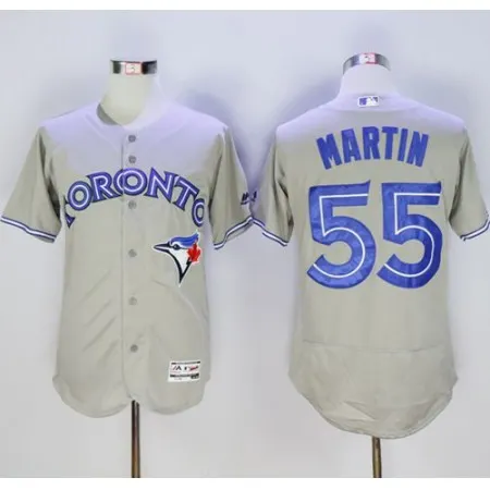 Blue Jays #55 Russell Martin Grey Flexbase Authentic Collection Stitched MLB Jersey