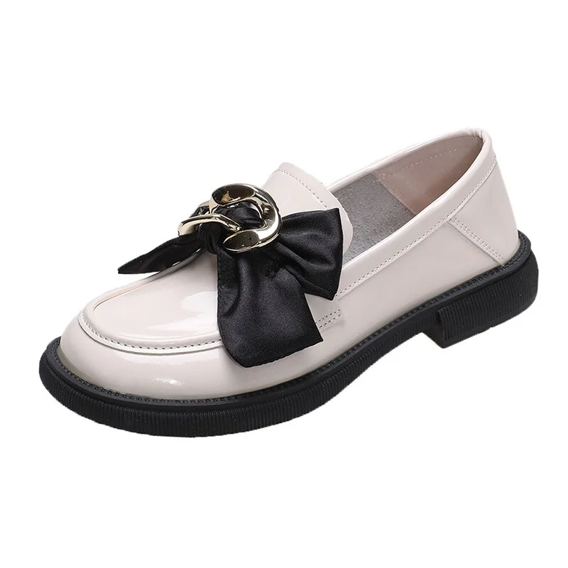 Qengg Cute Bow Casual Single Shoes 2022 Student Girls Spring PU Leather Lolita Shoes Black School Uniform Rubber Soft Sole Loafers Hot