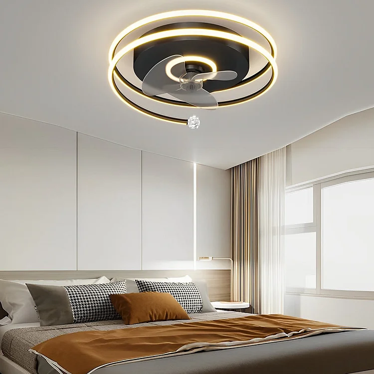 Minimalist Circular Mute LED Nordic Bladeless Ceiling Fans Lights - Appledas