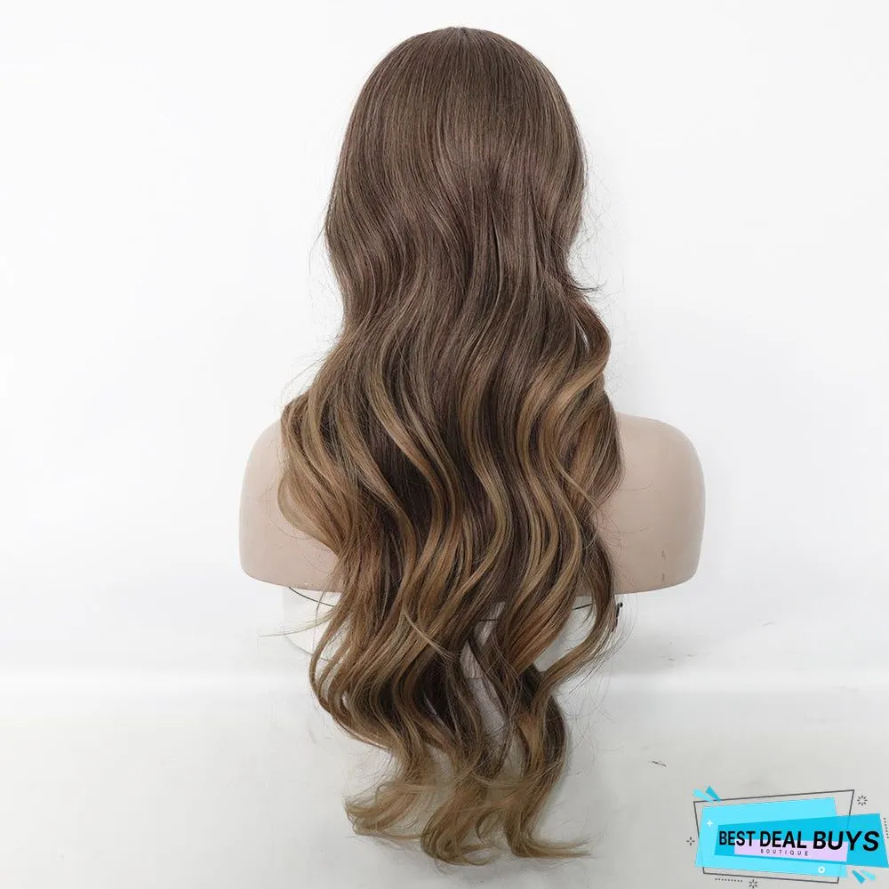 The New Split Left and Right Oblique Wig Headgear Is Dyed with Gradient Long Curly Hair