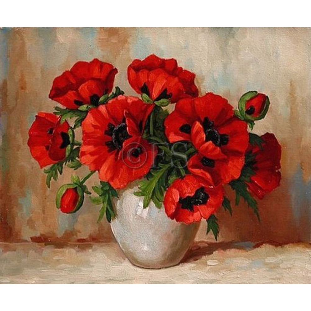 

40*30CM - Round Drill Diamond Painting - Flowers in Vase, 501 Original