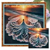 (Multi Style)Girl In Beach Skirt-Full Embroidery 3 Strands 11CT Stamped Cross Stitch-40*40CM