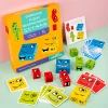 Face Changing Building Blocks Game Montessori Toy Kids Wood Puzzle Cartoon Cube