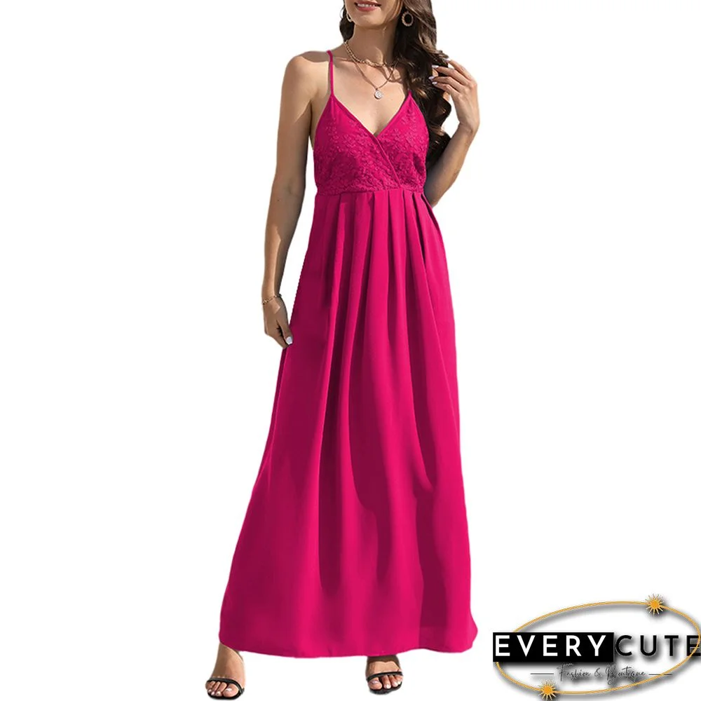 Rose Back Criss-cross Spaghetti Straps Maxi Dress