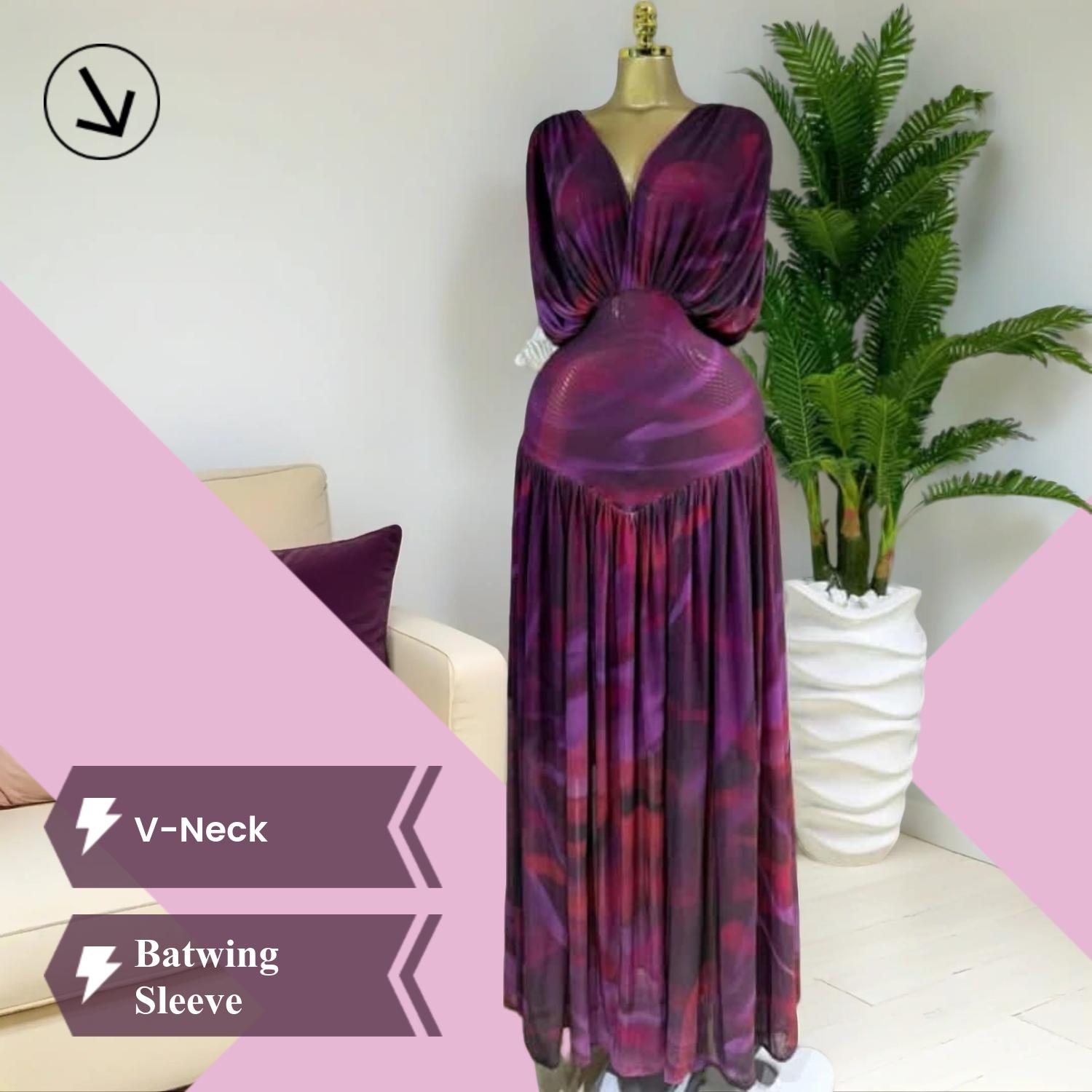 PULKRITU Women's Lady Tie-Dye Print V-Neck Batwing Short Sleeve Maxi Dress, Womenswear Autumn Birthday Party Vacation Gown, Sexy Evening Dress, Elegant Dress, Pleated A-line Trendy Floor Length Dresses, Streetwear Beach Clothing PULKRITU Women's Lady Tie-Dye Print V-Neck Batwing Short Sleeve Maxi Dress, Womenswear Autumn Birthday Party Vacation Gown, Sexy Evening Dress, Elegant Dress, Pleated A-line Trendy Floor Length Dresses, Streetwear Beach Clothing