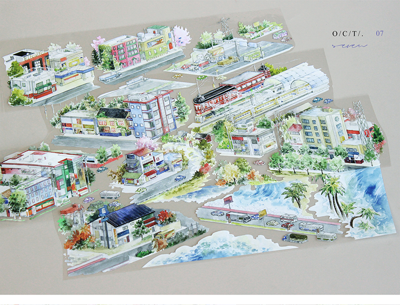 PET 테이프 - 60mm*10m 빈티지 시티 스트리트 빌딩