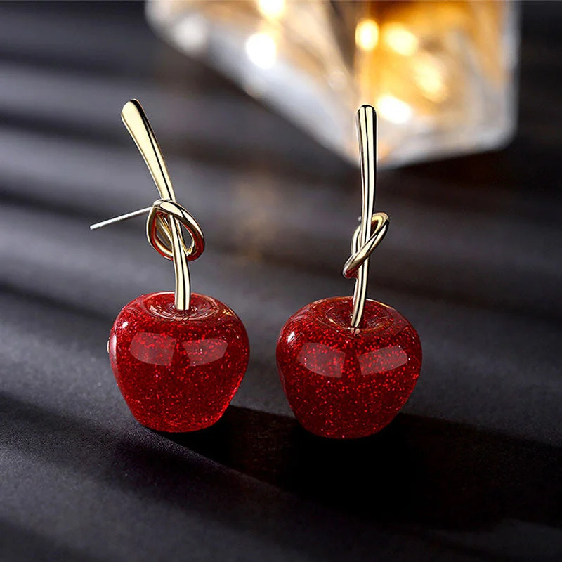 Apple Red Crystal Earrings