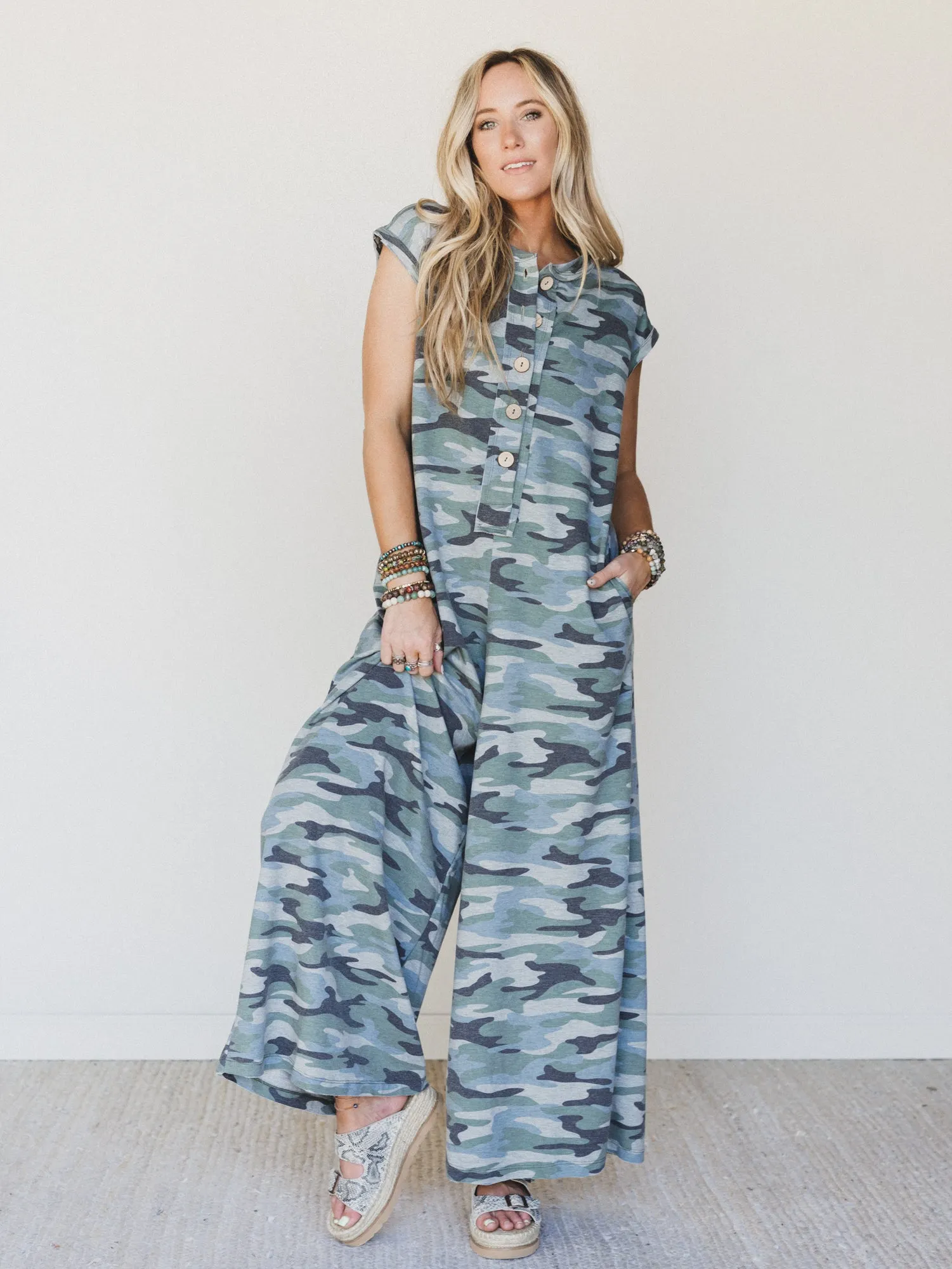 The Nest Davina Wide Leg Jumpsuit - Army Green