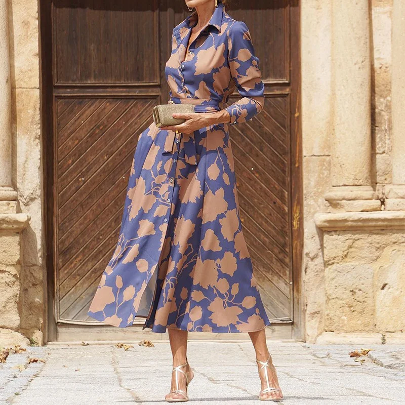 Toloer Toloer Spot 2024 Spring New Lady Fashion Temperament Print Medium Long Dress-Outfit Ideas