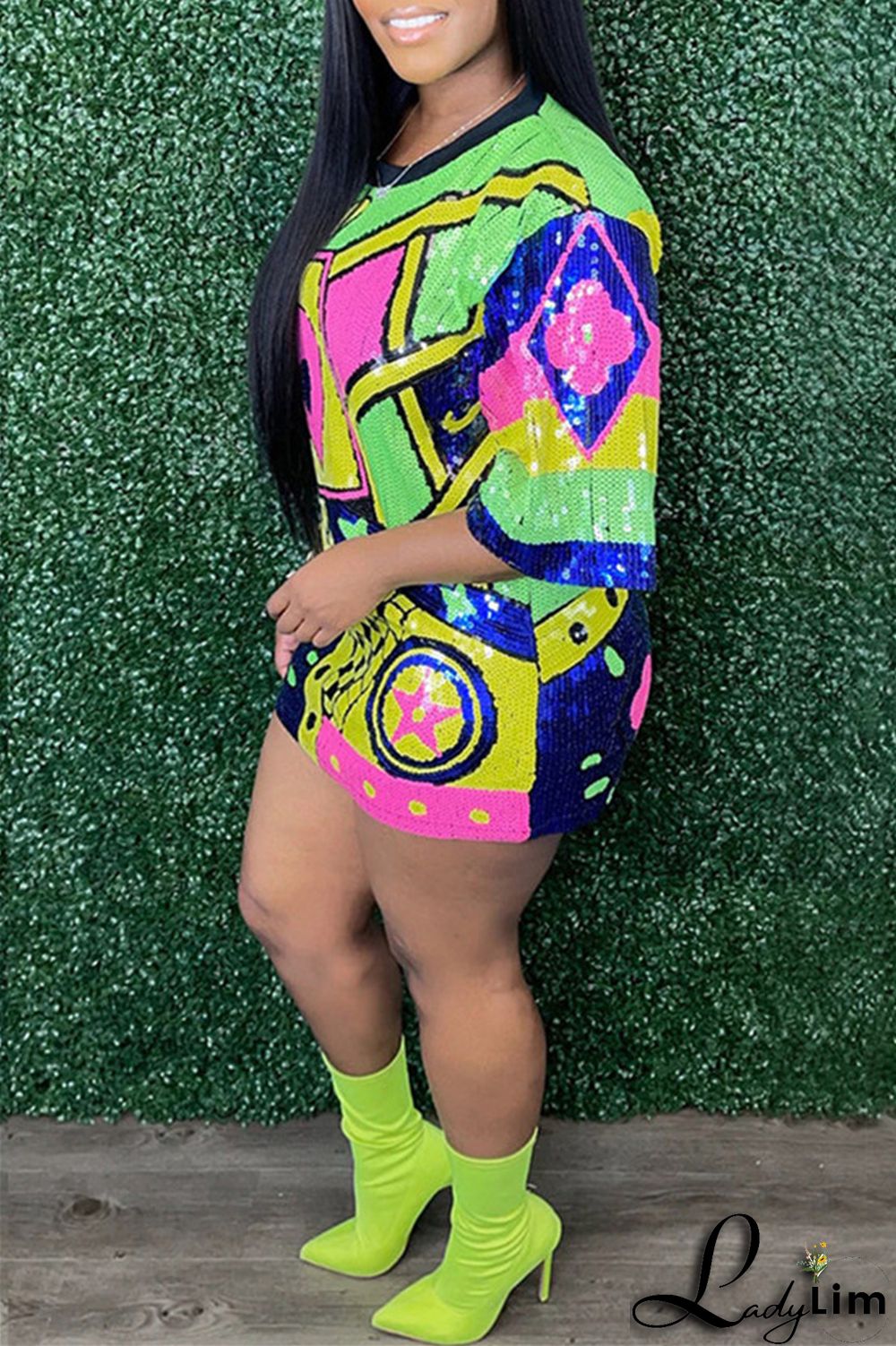 Stripe Fashion Casual Patchwork Sequins O Neck A Line Dresses