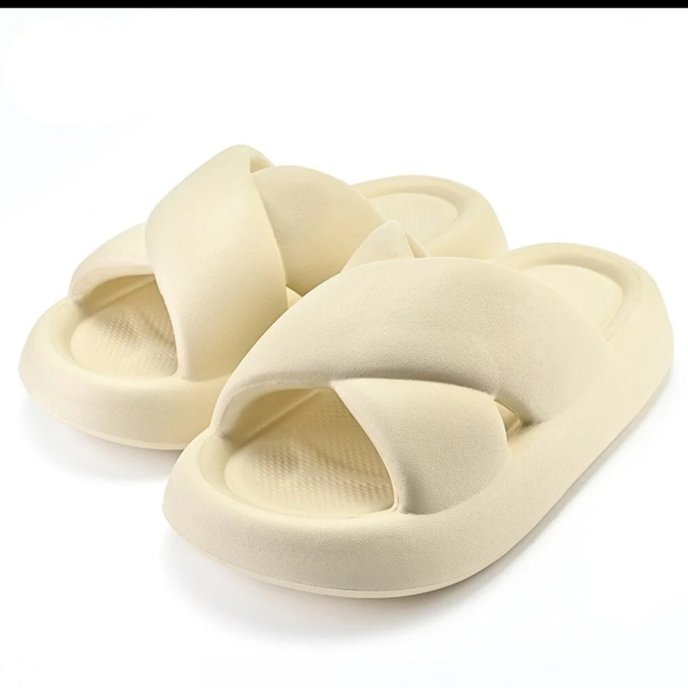 Vstacam  Summer Cross-tied Could Slippers Thick Bottom Women Pillow Slides Soft Home Bathroom Flip Flop Female Cute Beach Sandals Shoes