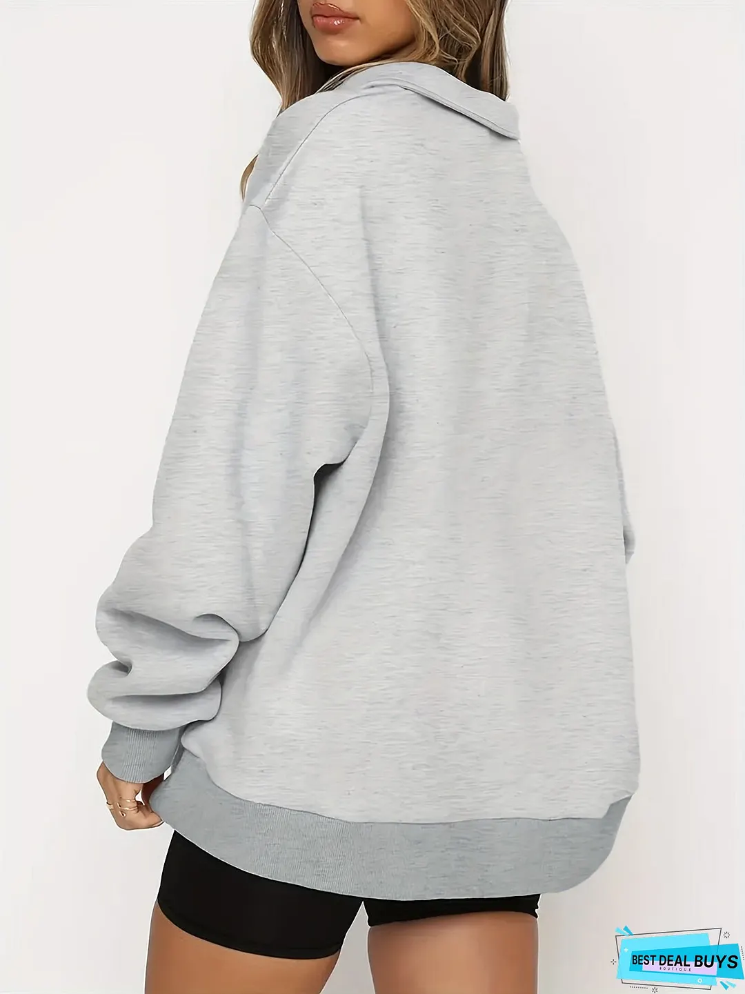 Oversized Sweatshirts Casual Drop Shoulder Long Sleeve Solid Pullover Womens Clothing