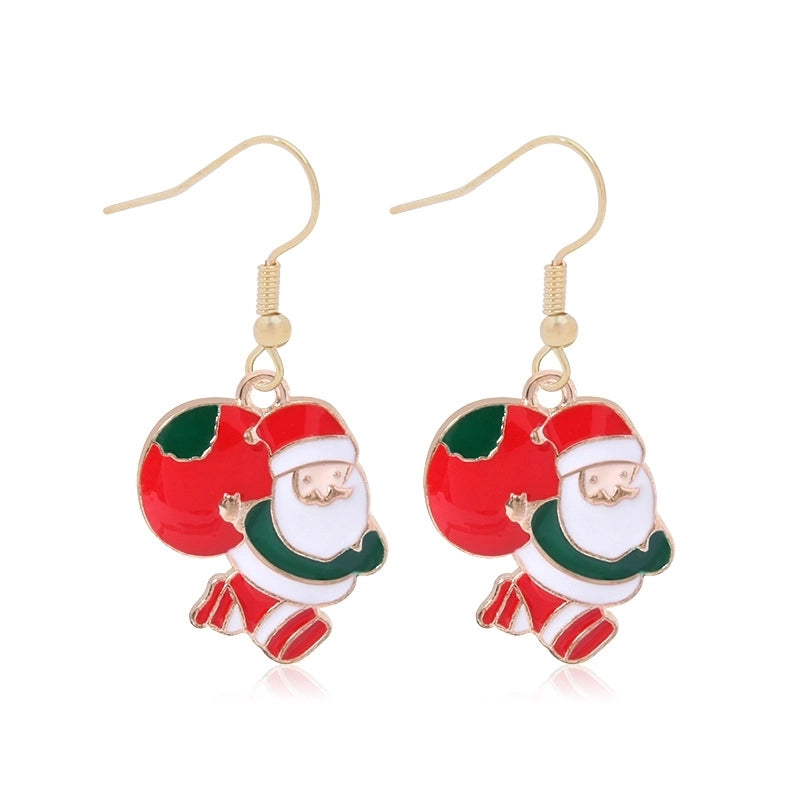Fashion Christmas Tree Gloves Alloy Plating Inlay Artificial Gemstones Christmas Women’s Drop Earrings 1 Pair