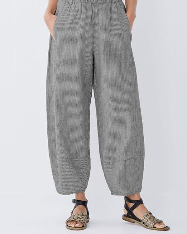 Fashion Plus Size Striped Stitching Pockets Pants - Chicaggo