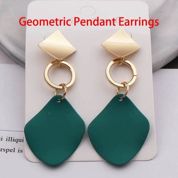 UsmallLifes King Trendy Geometric Pendant Earrings Women Simplicity Candy Colors Designer Dangler for Party US Mall Lifes