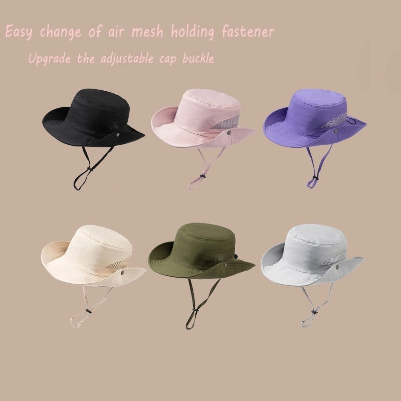 Unisex Casual Minimalist Solid Color Elastic Drawstring Design Big Eaves Bucket Hat
