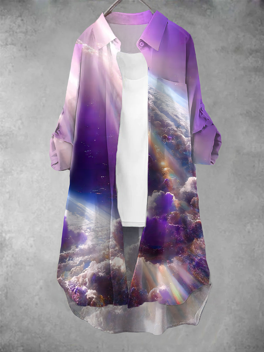 Women's Vintage Rainbow Art Print Casual Dress