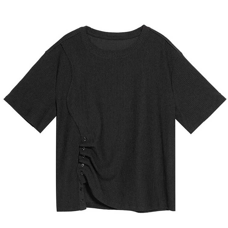 Irregular Splicing Short Sleeve T-Shirt - yankia
