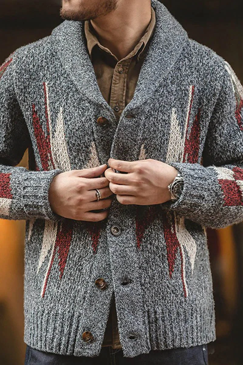 Men's Printed Knitted Autumn Cardigan