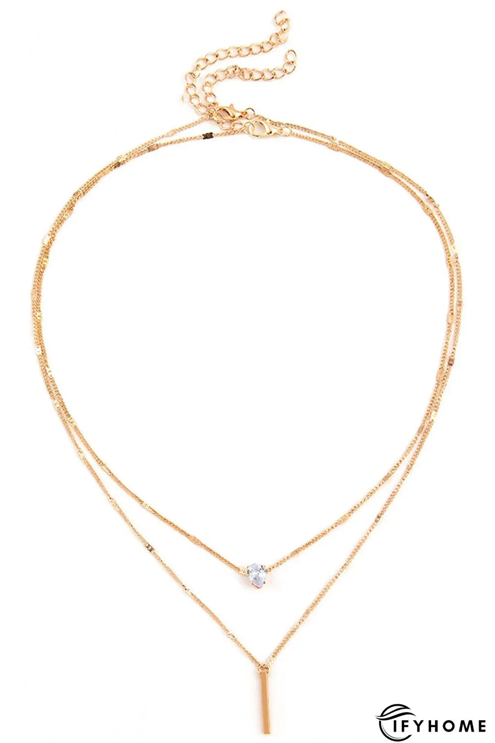Layered Rhinestone Pendant Necklace | IFYHOME