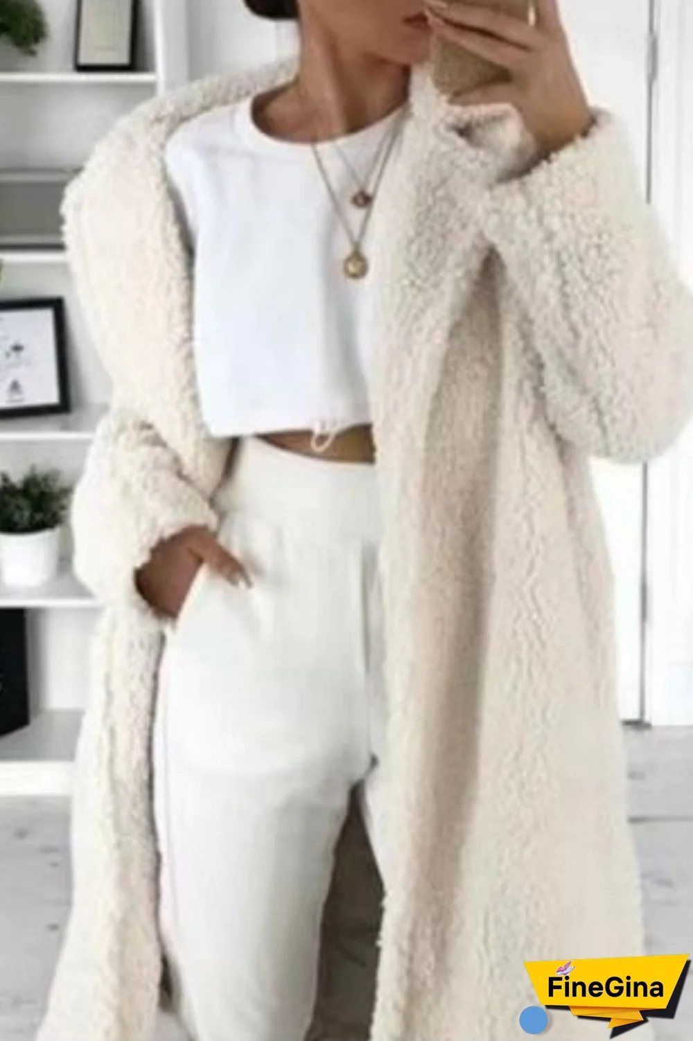 Black Casual Solid Cardigan Turndown Collar Outerwear