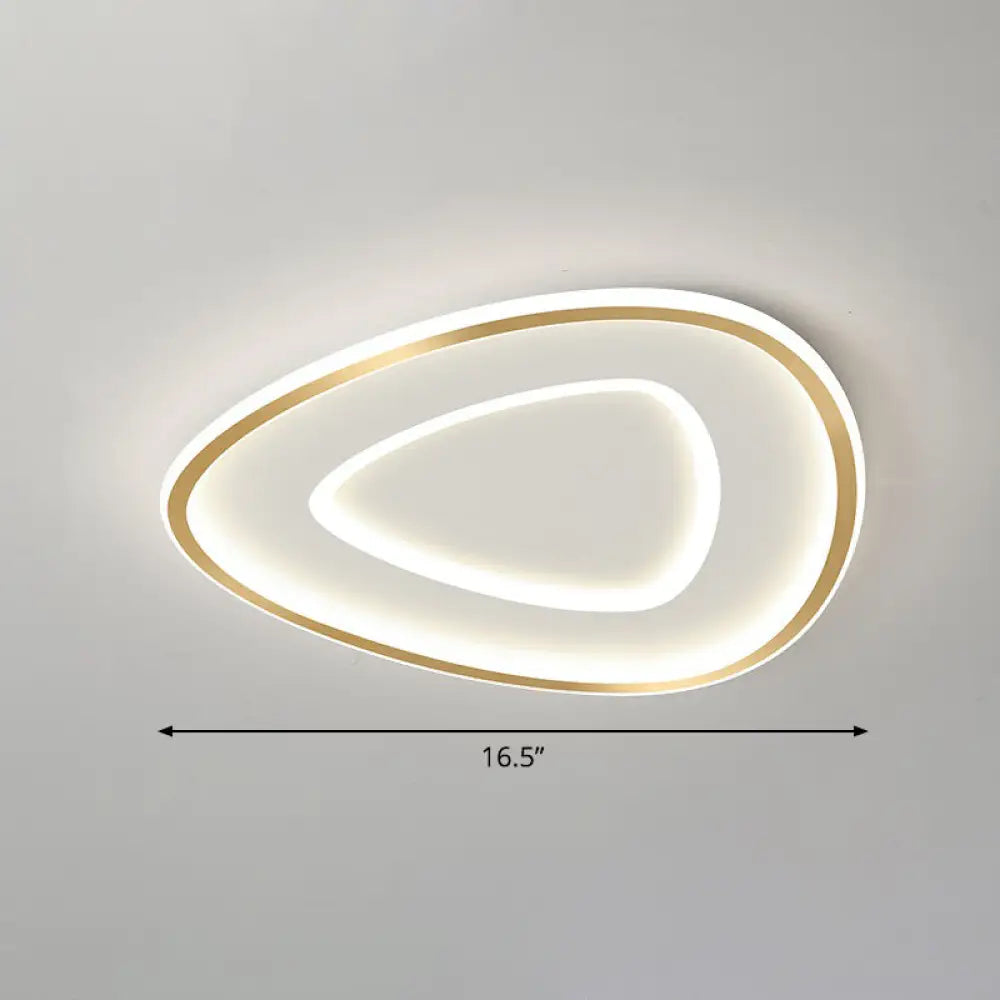 Sleek Gold Teardrop Led Ceiling Light Flush Mount - Simplicity & Style / 16.5&rsquo; White