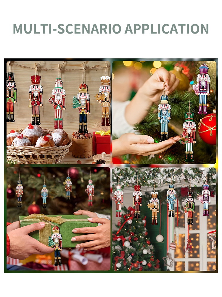 Tegooe 12PCS Wooden Nutcracker Christmas Ornaments - Festive Tree Decoration Set