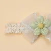 5PCS Adorable Flower Gauze Bowknot Knitting Head Bands for Babies