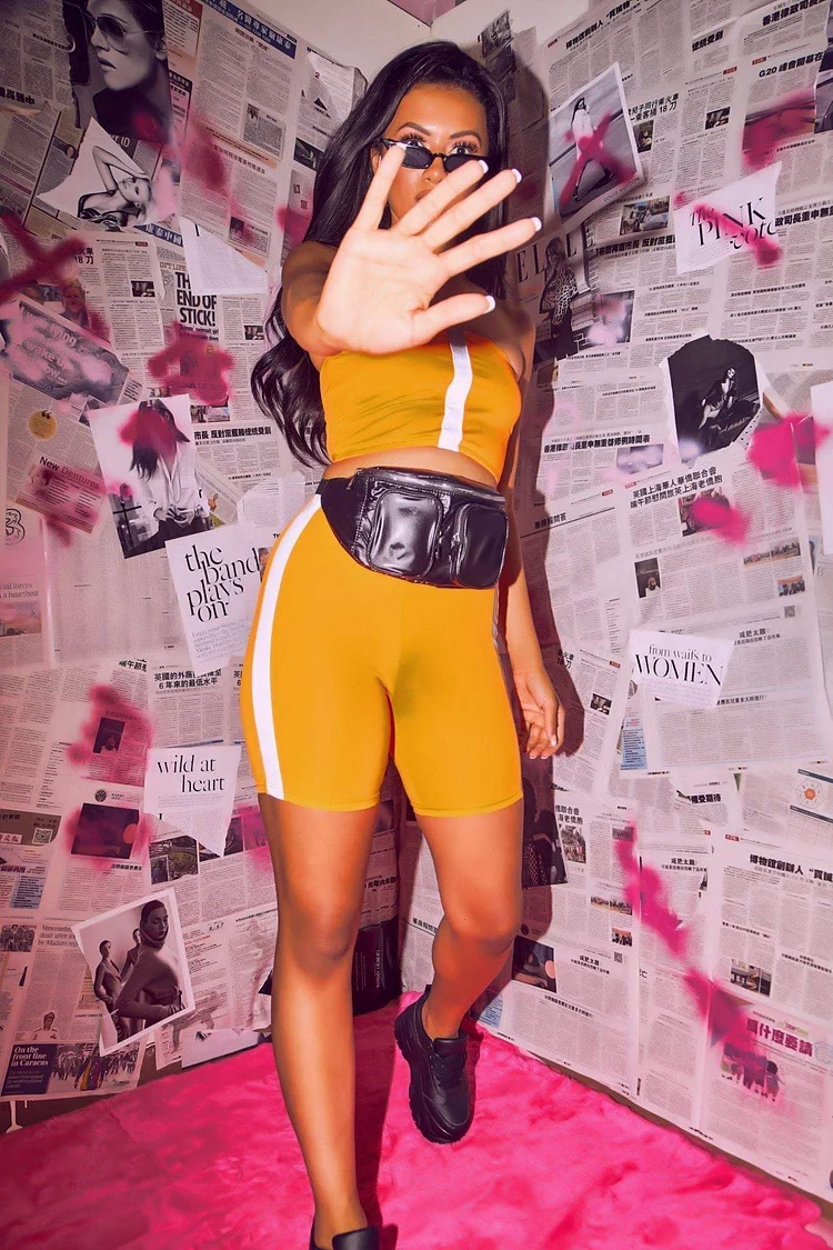 Orange Reflective Stripe Cycling Shorts Katch Me