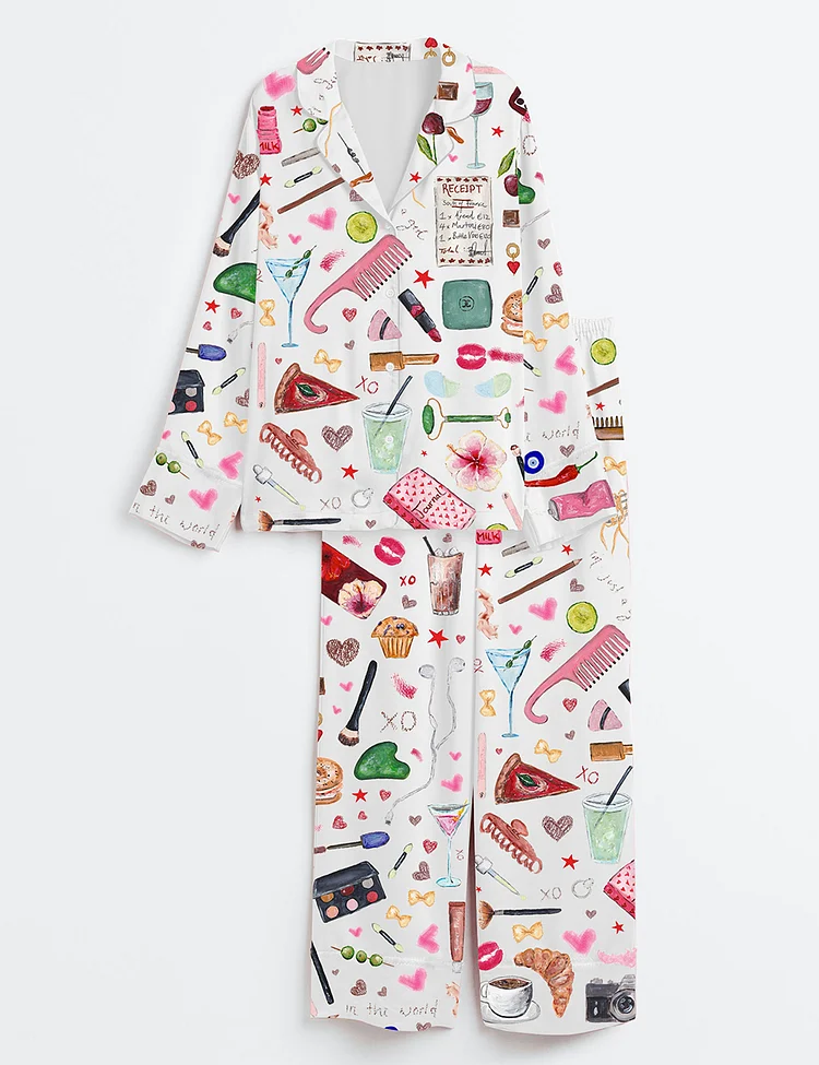 Women&rsquo;s I'm Just A Girl Like Drinking Aperol Spritz Martini Bottle Vino Long Sleeve Satin Pajama Set