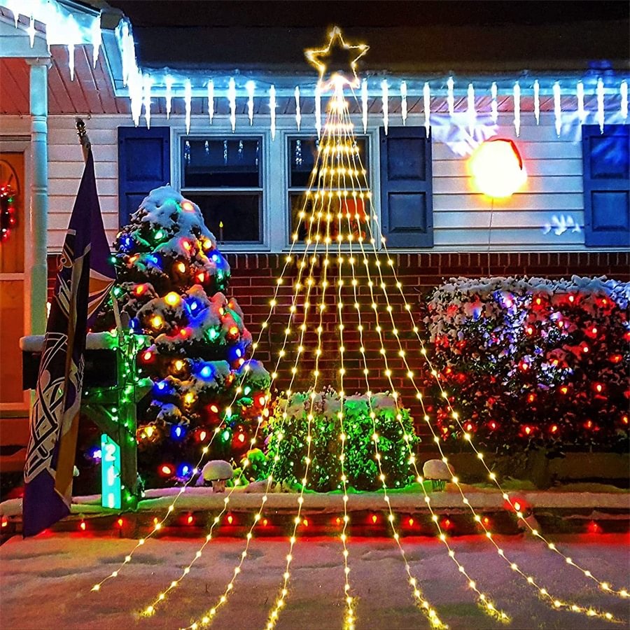 Christmas tree waterfall lights holiday decoration 🌲 Christmas decoration 💡