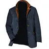 Plus Size Men Vintage Fleece Suede Blazer Double Layer Lapel Fur Leather Collar Medium Length Coats by Inlyline