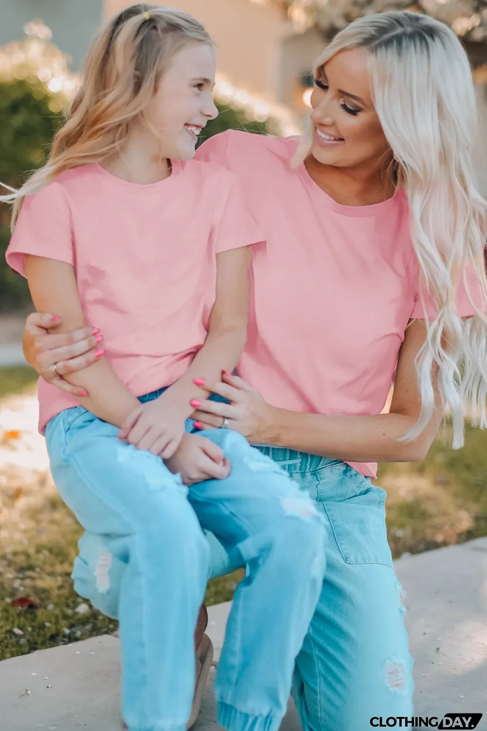 Pink Plain Crew Neck Short Sleeve Tee