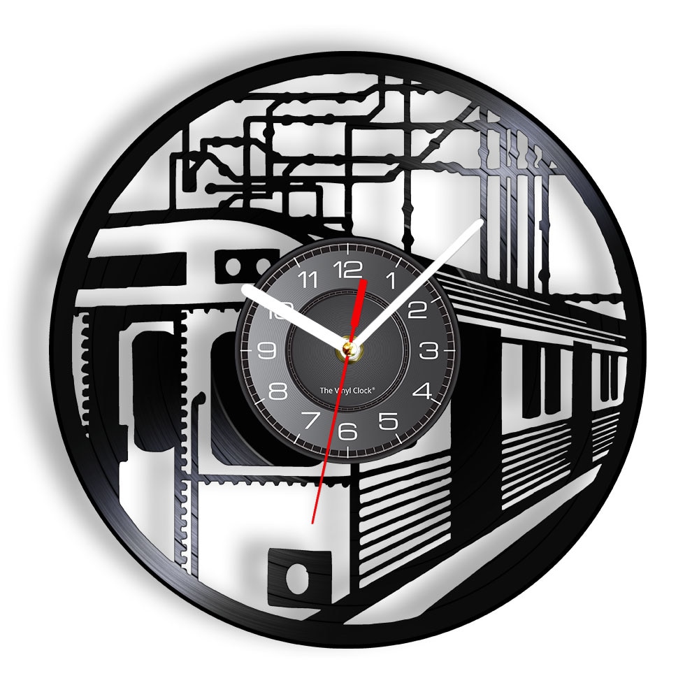 

Railroad Train Retro Re-purposed Album V - Vinyl Record Wall Clock - Without LED, 501 Original