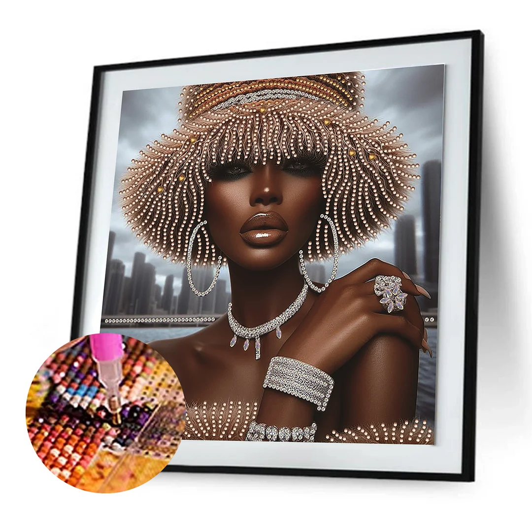 Diamond Painting - Partial Special Shaped Drill - Urban Black Beauty(Canvas|30x30cm)