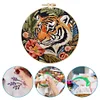 Red Flower Tiger-DIY Embroidery Kit with Pattern Cotton Threads Needles Hoop 30*30cm/11.81*11.81in