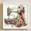 (Stamped/Counted) Retro Floral Sewing Machine - 14CT Cross Stitch 40*40cm/15.75*15.75in