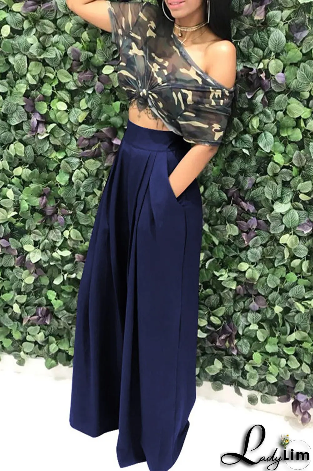 Coffee Fashion Casual Solid Patchwork Regular High Waist Conventional Solid Color Bottoms
