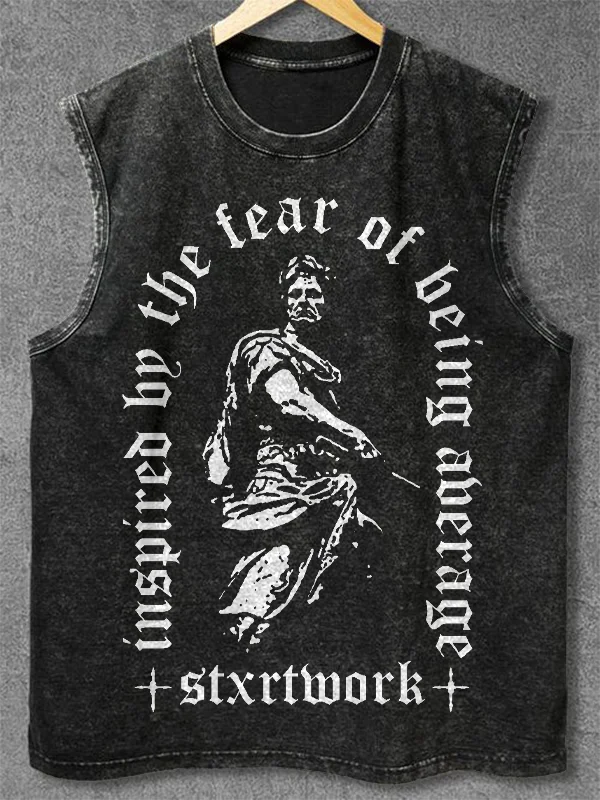 Men's Inspired By The Fear Of Being Average Art Print Cotton Tank Top