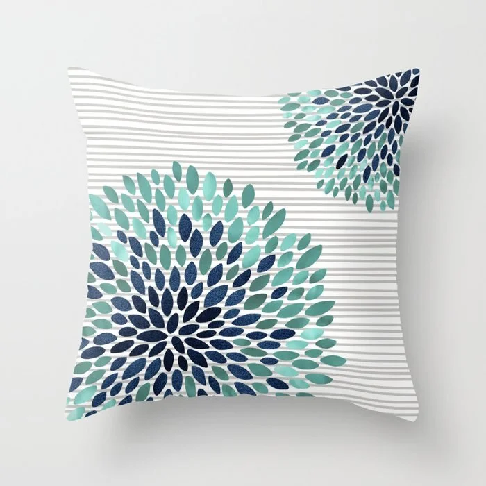Geometric Flower Pattern Cushion Cover Polyester Pillowcase Car Sofa Decoration Pillowcase Home Decor