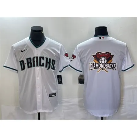 Men's Arizona Diamondbacks White Team Big Logo Cool Base Stitched Baseball Jersey CITU