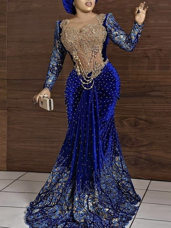 Gorgeous Embellished V-Neck Empire Chains Shiny Wrap Maxi Dress