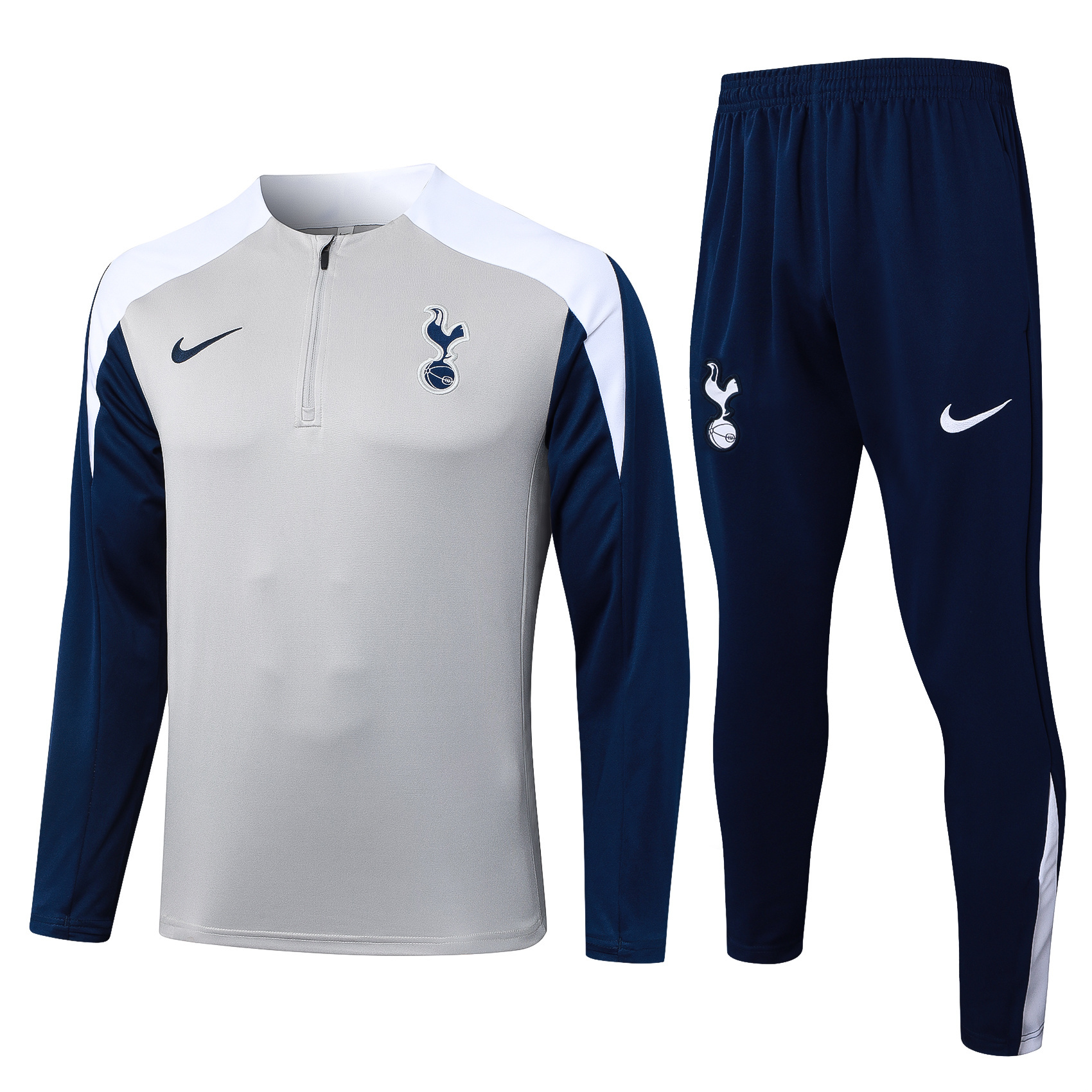 2025/2026 Tottenham Half-Pull Training Suit Light Gray Jersey 1:1 Thai Quality Set