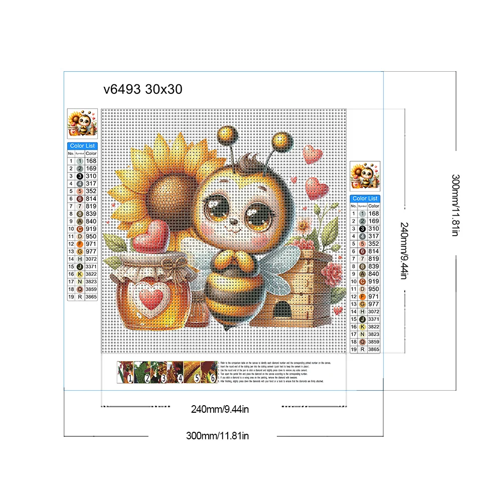 Full Round Diamond Painting 30*30cm - Cute Bee