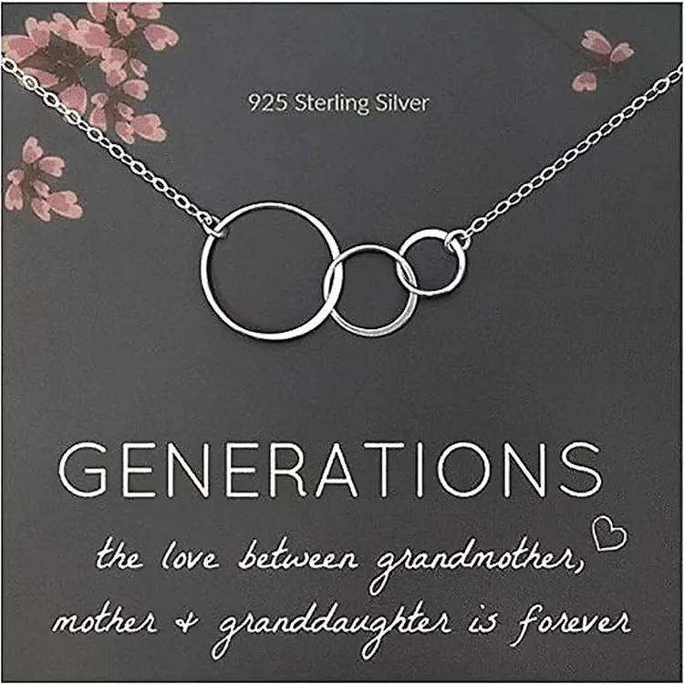 S925 The Love Between Grandmother Mother & Granddaughter is Forever Three Circle Necklace